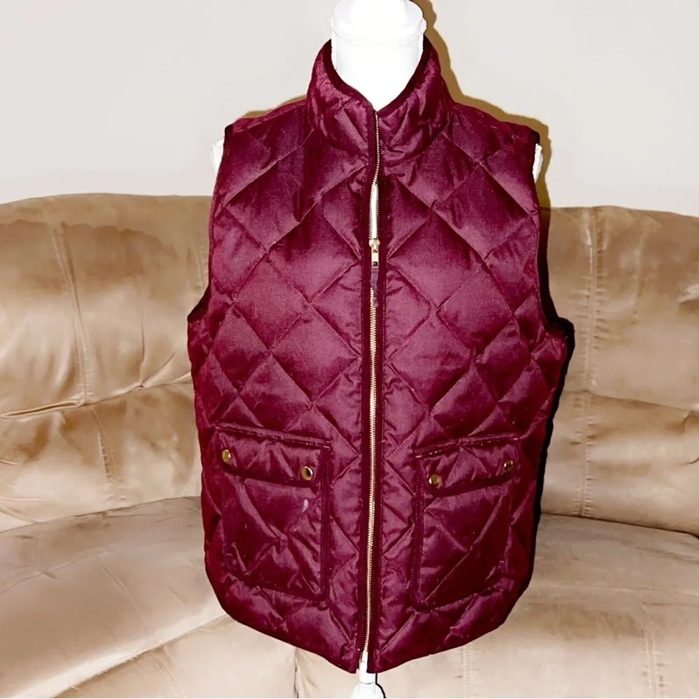J.CREW Burgundy Diamond Quilted Vest